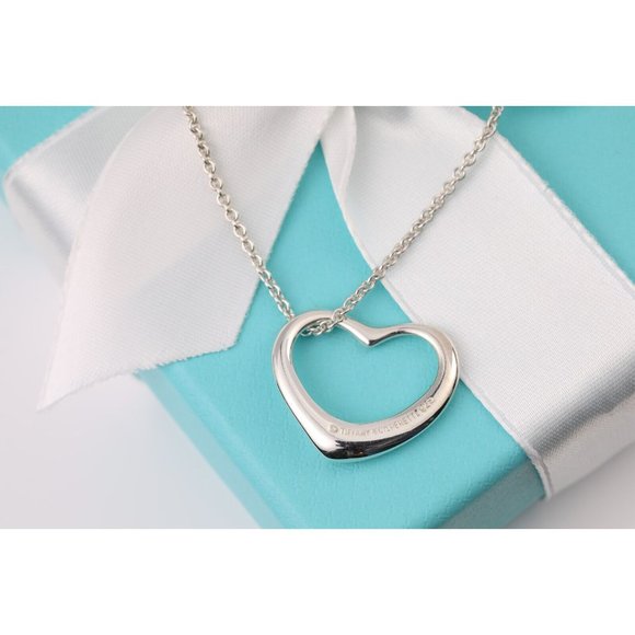 Tiffany & Co. Jewelry - Tiffany & Co. Elsa Peretti Open Heart Pendant 925 Silver Necklace on 16" Chain